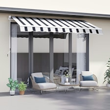 Outsunny Garden Sun Shade Canopy Retractable Awning, 2.5 x 2m, Blue and White thumbnail 2
