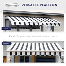 Outsunny Garden Sun Shade Canopy Retractable Awning, 2.5 x 2m, Blue and White thumbnail 5