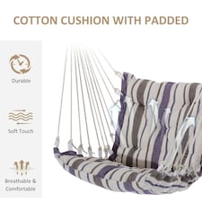 Outsunny Outdoor Hammock Cushioned Chair Patio Swing Seat Wooden Brown Garden thumbnail 4