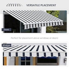 Outsunny Garden Sun Shade Canopy Retractable Awning, 4 x 3(m) Blue and White thumbnail 5