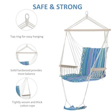 Outsunny Garden Hammock w/ Footrest Armrest Swing Seat Hanging Blue thumbnail 3