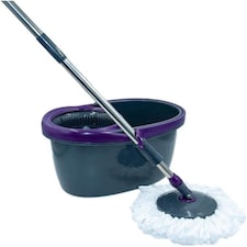 Calitek 360° Rotating Spin Mop and Bucket Set with 2 Microfibre Heads | Grey