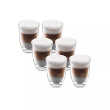 De'Longhi DLSC301 Double Walled Cappuccino Glasses Pack of 6 Clear thumbnail 2