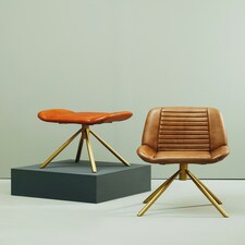 Interiors by Premier Buffalo Brown Genuine Leather Accent Chair, Channel‑Detailed Brown Leather Seat & Back, Modern Accent Chair Brown thumbnail 2