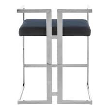 Interiors by Premier Black Velvet Bar Stool With Silver Frame, Art Deco Inspired Stainless Steel Bar Stool, Modern Velvet Seat Black thumbnail 3