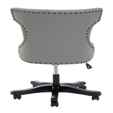 Interiors by Premier Grey Leather‑Effect Home Office Chair, Emerald‑Button Tufted Wingback Seat, Height‑Adjustable Swivel Chair Grey thumbnail 2