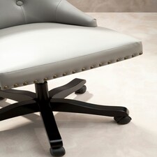 Interiors by Premier Grey Leather‑Effect Home Office Chair, Emerald‑Button Tufted Wingback Seat, Height‑Adjustable Swivel Chair Grey thumbnail 3