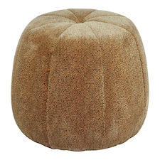 Interiors by Premier Leopard Print Pouffe, Round Velvet Footstool with Segmented Design, Luxe Occasional Seating for Living Room Brown