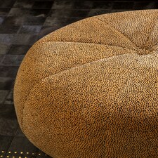 Interiors by Premier Leopard Print Pouffe, Round Velvet Footstool with Segmented Design, Luxe Occasional Seating for Living Room Brown thumbnail 3
