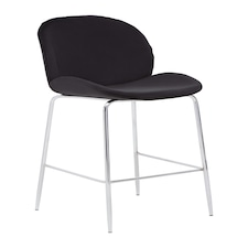Tamzin Black Velvet Chrome Finish Bar Chair Black