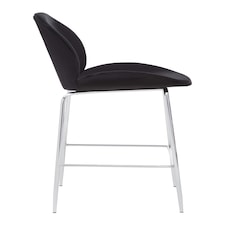 Tamzin Black Velvet Chrome Finish Bar Chair Black thumbnail 3