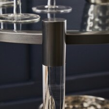 Interiors by Premier Round Drinks Trolley, Two‑Tier Glass Shelves with Acrylic Supports, Mid‑Century Stainless Steel Bar Cart Black thumbnail 3