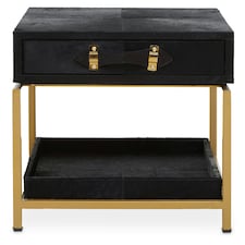 Kensington Townhouse Hair On Hide Bedside Table Black