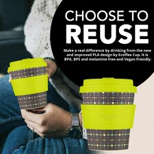Ecoffee Cup 8oz 240ml Reusable Eco-Friendly 100% Plant Based Coffee Cup with Silicone Lid & Sleeve - Melamine Free Travel Mug N/A | Hubertus Primus thumbnail 3