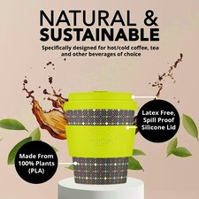 Ecoffee Cup 8oz 240ml Reusable Eco-Friendly 100% Plant Based Coffee Cup with Silicone Lid & Sleeve - Melamine Free Travel Mug N/A | Hubertus Primus thumbnail 4