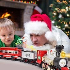 Christmas Train Set with Light & Sounds Smoke Effect Christmas Tree Train Set fo Christmas Gift thumbnail 5