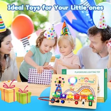 Montessori Wooden Busy Board Light Up Sensory Activity Toy for Toddlers Fine Motor Skills Learning Toy for Ages 1 to4 thumbnail 2