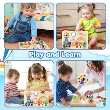 Montessori Wooden Busy Board Light Up Sensory Activity Toy for Toddlers Fine Motor Skills Learning Toy for Ages 1 to4 thumbnail 3