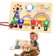 Montessori Wooden Busy Board Light Up Sensory Activity Toy for Toddlers Fine Motor Skills Learning Toy for Ages 1 to4 thumbnail 8