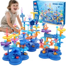 2 in 1 Ocean World and Flower Garden Building Toys 136 PCS STEM Construction Set for Kids