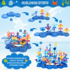 2 in 1 Ocean World and Flower Garden Building Toys 136 PCS STEM Construction Set for Kids thumbnail 8