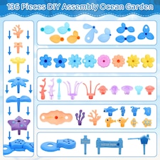 2 in 1 Ocean World and Flower Garden Building Toys 136 PCS STEM Construction Set for Kids thumbnail 9