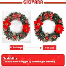 Christmas Wreath, Artificial Door Wreath with 30 LED Lights and Hanger thumbnail 5