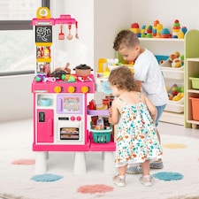 Large Kitchen Playset for Kids (Pink) - Pretend Cooking Toy Gift for Boys & Girls thumbnail 2
