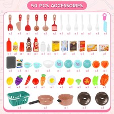 Large Kitchen Playset for Kids (Pink) - Pretend Cooking Toy Gift for Boys & Girls thumbnail 5