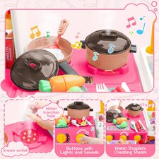 Large Kitchen Playset for Kids (Pink) - Pretend Cooking Toy Gift for Boys & Girls thumbnail 7