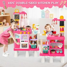 Large Kitchen Playset for Kids (Pink) - Pretend Cooking Toy Gift for Boys & Girls thumbnail 8