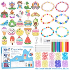 DIY Crystal Jewelry Craft Set for Girls Air Dry Crystal Glue Painting Kit with Cartoon Pendants | Pink