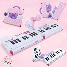 40-Key Folding Piano Keyboard Toy – Portable Electronic Music Toy with Lights & Sound (Pink) thumbnail 7