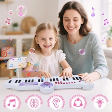 40-Key Folding Piano Keyboard Toy – Portable Electronic Music Toy with Lights & Sound (Pink) thumbnail 8