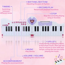 40-Key Folding Piano Keyboard Toy – Portable Electronic Music Toy with Lights & Sound (Pink) thumbnail 9