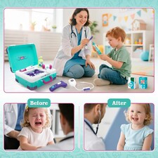 Interactive Doctor Playset with Medical Trolley Cart Pretend Medical Tool Box Play Toy for Kids, Toddlers - Includes Doctor Tools & Accessories thumbnail 4