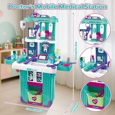 Interactive Doctor Playset with Medical Trolley Cart Pretend Medical Tool Box Play Toy for Kids, Toddlers - Includes Doctor Tools & Accessories thumbnail 8