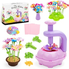 DIY Flower Bouquet Craft Kit for Kids – Decorate with Press Machine, Colorful Petals, Basket & Vase thumbnail 2