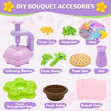 DIY Flower Bouquet Craft Kit for Kids – Decorate with Press Machine, Colorful Petals, Basket & Vase thumbnail 7