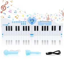 40-Key Folding Piano Keyboard Toy – Portable Electronic Music Toy with Lights & Sound (Blue)