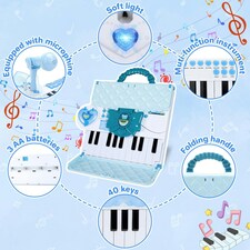 40-Key Folding Piano Keyboard Toy – Portable Electronic Music Toy with Lights & Sound (Blue) thumbnail 2