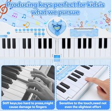 40-Key Folding Piano Keyboard Toy – Portable Electronic Music Toy with Lights & Sound (Blue) thumbnail 4