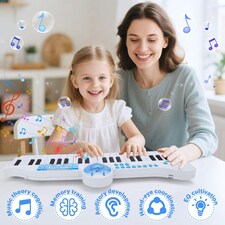 40-Key Folding Piano Keyboard Toy – Portable Electronic Music Toy with Lights & Sound (Blue) thumbnail 6