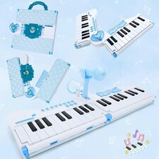 40-Key Folding Piano Keyboard Toy – Portable Electronic Music Toy with Lights & Sound (Blue) thumbnail 9