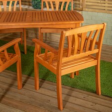 Outdoor 4 Person Rectangular Wooden Dining Table & Chairs Set thumbnail 3