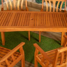 Outdoor 4 Person Rectangular Wooden Dining Table & Chairs Set thumbnail 4
