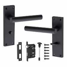 Golden Grace Bathroom Set T-Bar Lever Backplate Door Handle Matt Black Finish - 150mm x 40mm Black