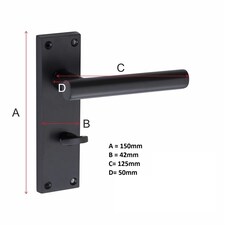 Golden Grace Bathroom Set T-Bar Lever Backplate Door Handle Matt Black Finish - 150mm x 40mm Black thumbnail 4