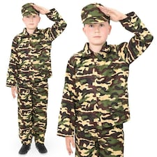 Child’s Army Boy Costume – Kids Soldier Fancy Dress Camouflage Outfit N/A | M