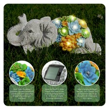 Solar Elephant Statue (13x23x14cm) - Garden Ornament thumbnail 3